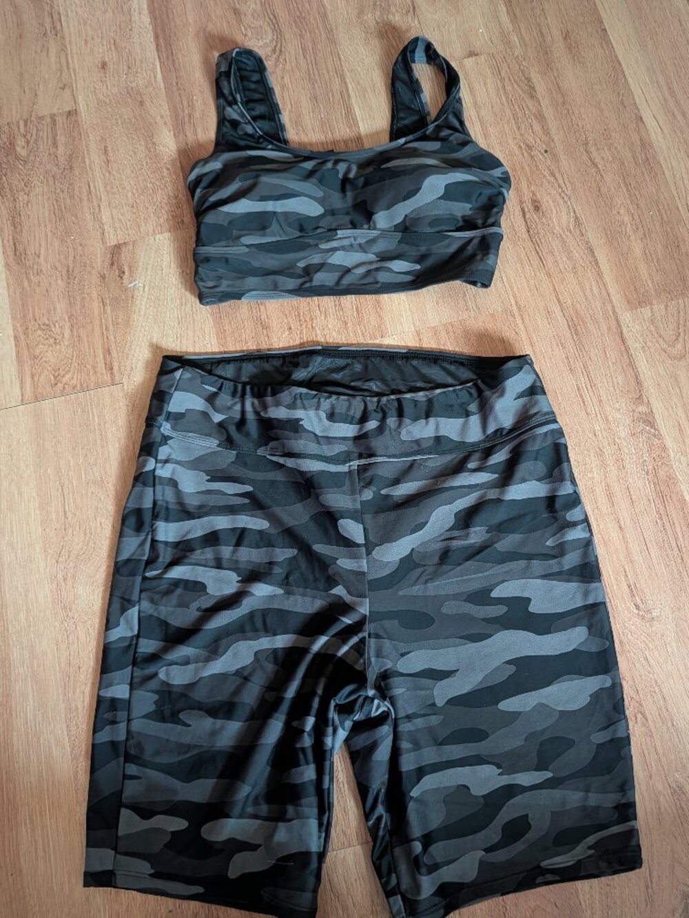 Torrid Active Swim Set: Camo Crop Top and Bike Short Bottoms - Size 00
